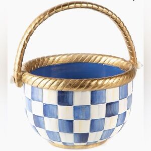 MacKenzie-Childs Royal Check Basket - Large. EUC!  No original box. 💙🤍